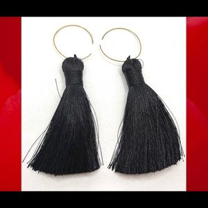 Retro big tassel open hoop earrings
